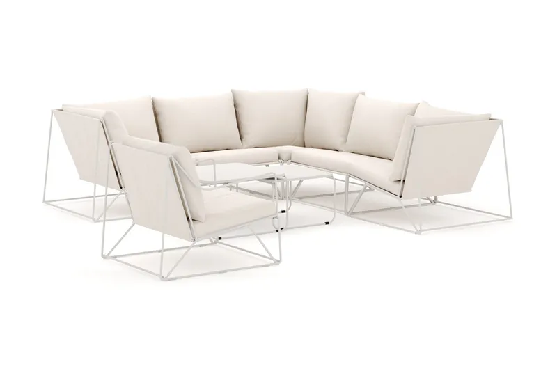 Usteryd utomhus hörnsoffa 6-sits vändbar med fåtölj - Beige/Beige (Art.nr 3117901) — Comfort Garden