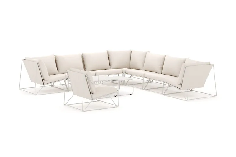 Usteryd utomhus hörnsoffa 8-sits vändbar med fåtölj - Beige/Beige — Comfort Garden
