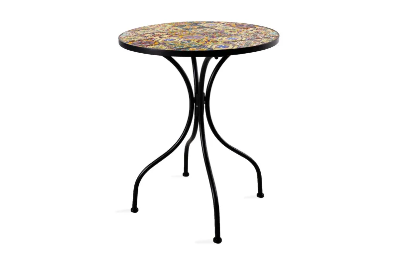Utebord Morocco D60xh71 Mosaik Topp Med Färgade Motiv