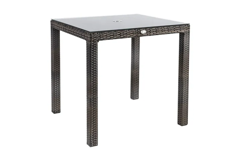 Utebord WICKER 73x73xH71cm Utebordsskiva: klart glas - Mörkbrun — Mörkbrun