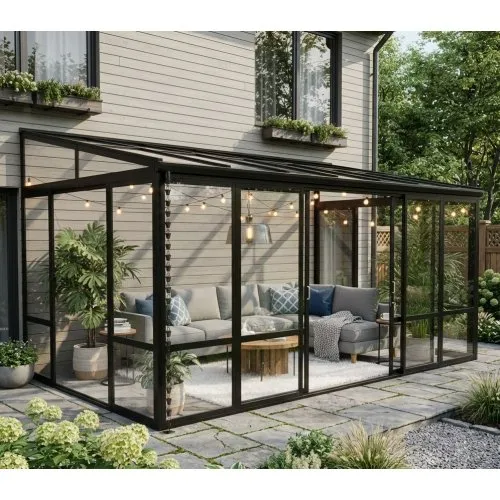 Uterum 14,8m² | Säkerhetsglas och kanalplast | Aluminiumstomme | Svart — Metalcraft