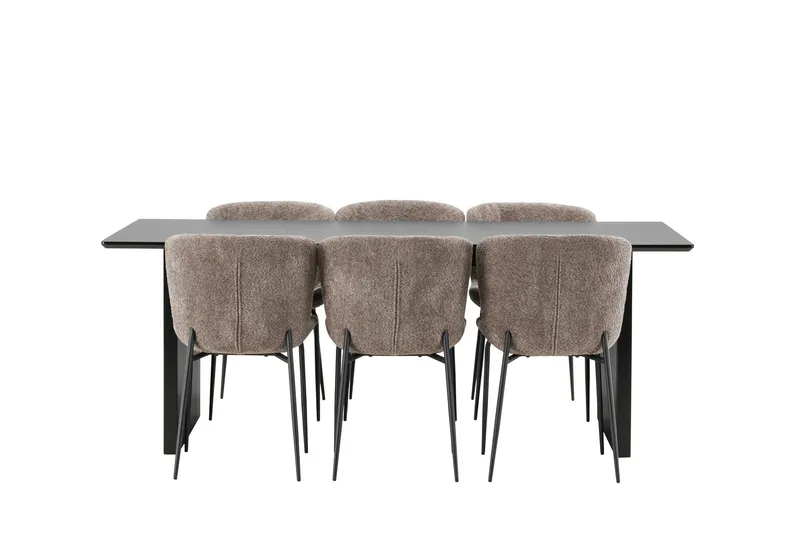 Vail Matgrupp 200 cm Rektangulär med 6 Modesto stolar - Svart — Venture Home