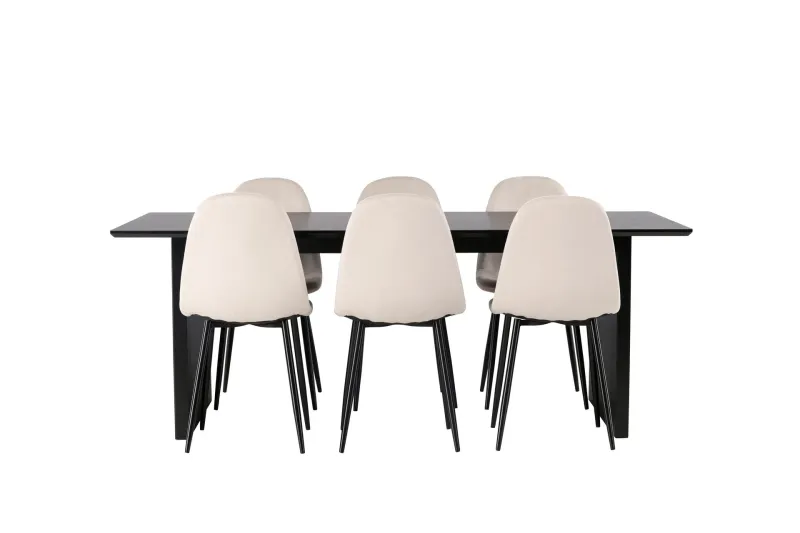 Vail Matgrupp 200 cm Rektangulär med 6 Polar stolar - Beige — Venture Home