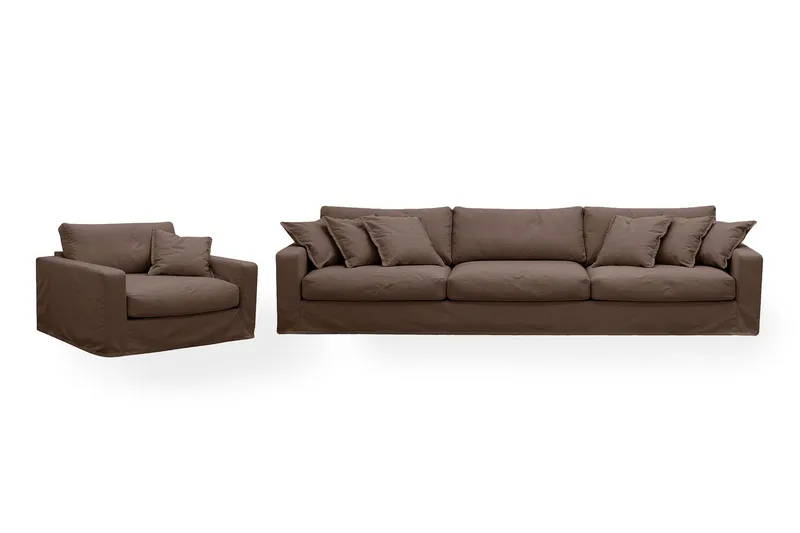 Valencia Extra Djup 5-sits soffa + fåtölj med avtagbar och tvättbar klädsel - Mörkbrun (Art.nr 3427982) — Scandinavian Choice