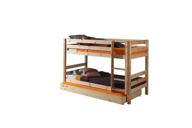 Våningssäng med undersäng Pino Naturlig, 140 cm - Naturlig, 140 cm — Naturlig, 140 cm