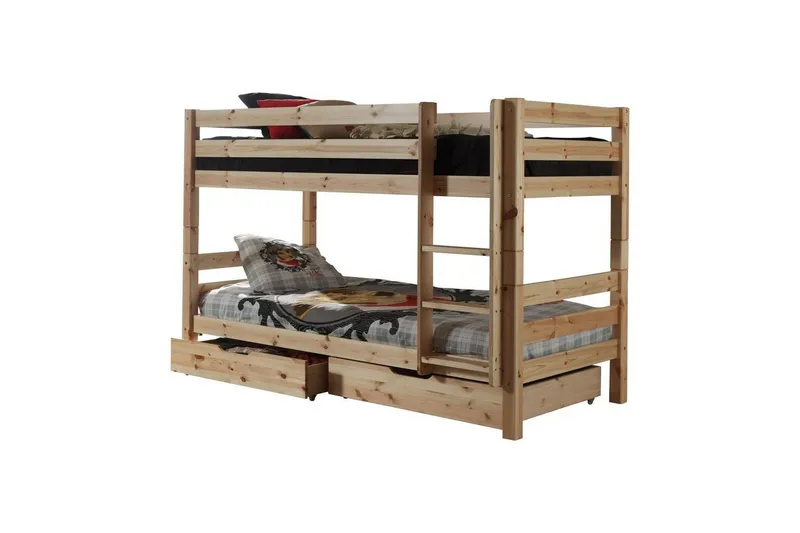 Våningssäng Pino Set med 2 Lådor Naturlig, 140 cm - Naturlig, 140 cm — Naturlig, 140 cm