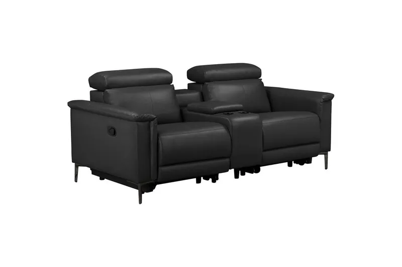 Vanlig liggfåtölj Loft24 Dubbel recliner stol Loft24 Lund Black Artificial leather\|\|Genuine Leather — Loft24