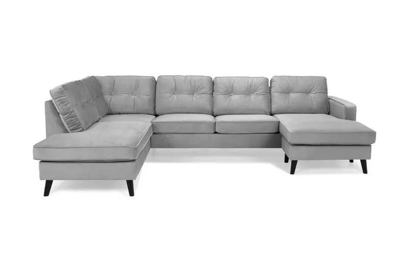 Vanlig Soffa med divan och schäslong Scandinavian Choice Monroe U-soffa med Divan Höger Sammet Light grey — Scandinavian Choice