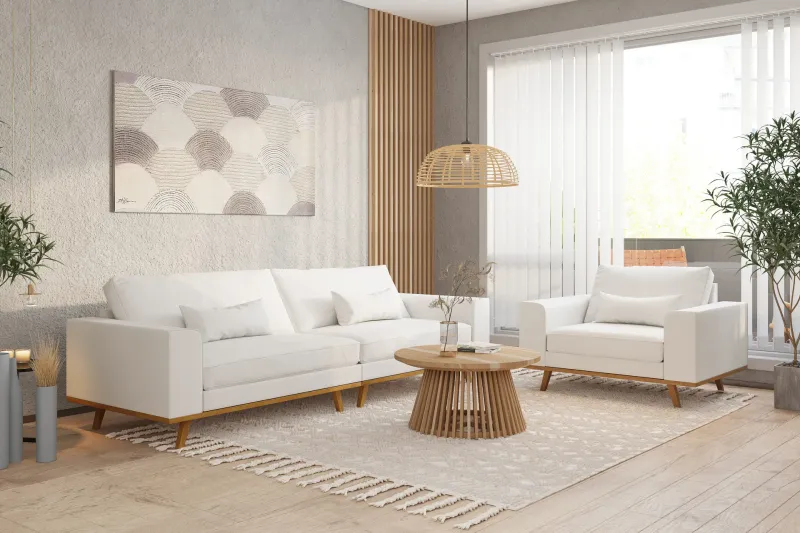 Vanlig Soffa utan divan & schäslong Scandinavian Choice Copenhagen 4-sits Soffa Ace 1, White Fabric Oak — Scandinavian Choice