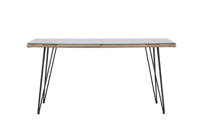 Viga Matbord Utomhus 90x160 cm – Rektangulärt Utebord i stål med glasskiva för Trädgården - Brun — Comfort Garden