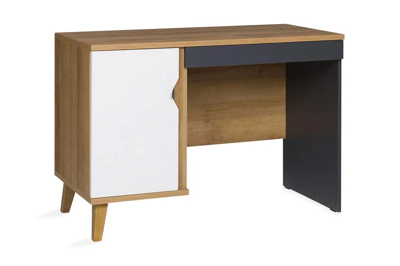 Vintra Skrivbord 110 cm med Förvaring Skåp - Brun/Vit/Svart — Scandinavian Choice