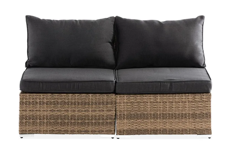 Wisconsin Premium 2-sits Loungesoffa utomhus – Utesoffa i Konstrotting för balkong - Sand Beige / Svarta dynor — Comfort Garden