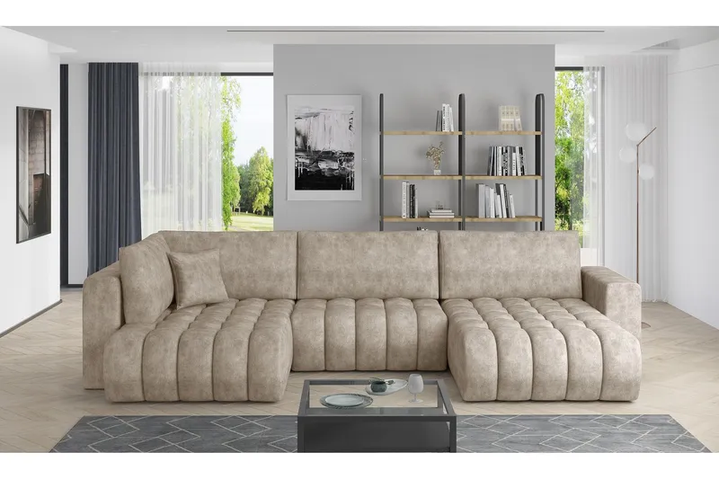 Yorktown U-bäddsoffa Divan Höger - Mörkbeige (Art.nr 1437805) — Mörkbeige