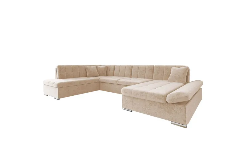 Zumar Bäddsoffa med Divan och Schäslong 4-sits i Chenille - Beige (Art.nr 3079857) — Beige