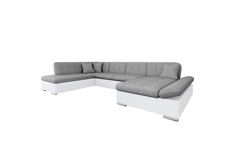 Zumar Bäddsoffa med Divan och Schäslong 4-sits i Konstläder - Vit/Grå (Art.nr 3079377) — Vit/Grå