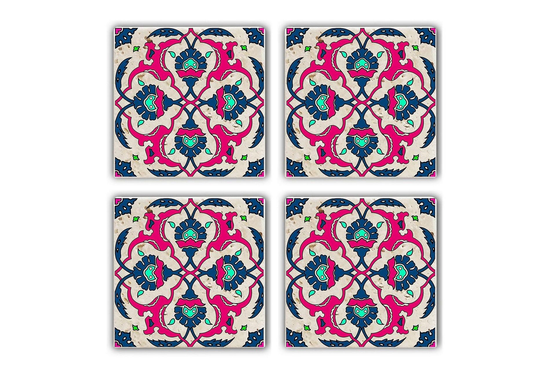 Glasunderlägg 4-pack - Rosa/Mörkblå — Chilli