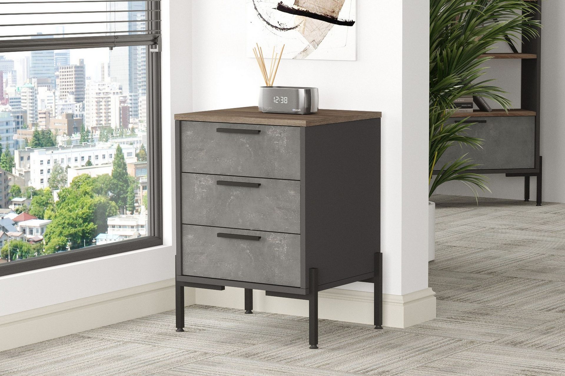 Desgrar Sängbord 54 cm - Brun/Betonggrå/Antracit — Chilli