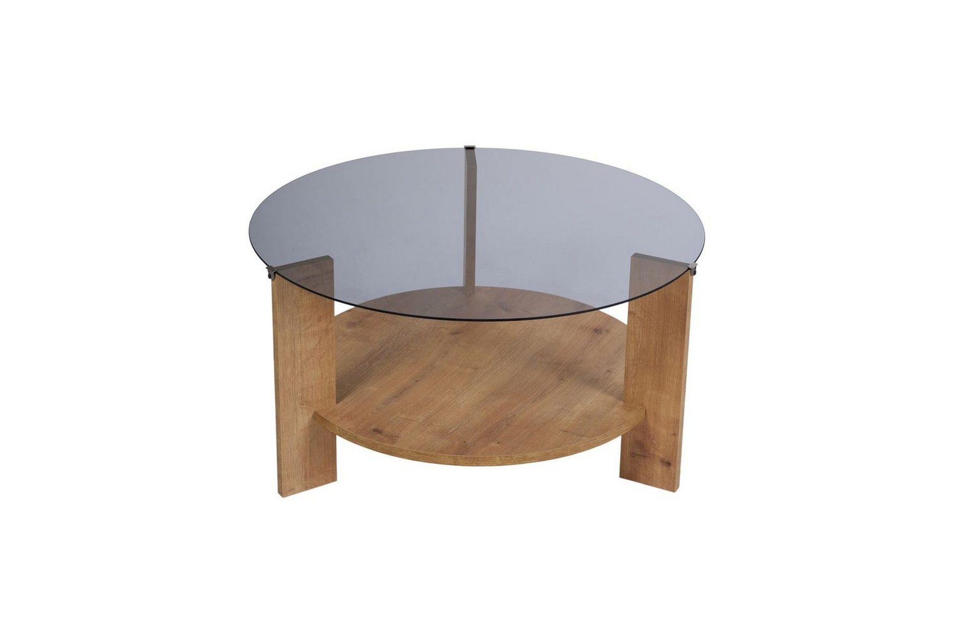 Soffbord Clara 75 cm med Glasskiva - Safir Ek / Rök — Chilli