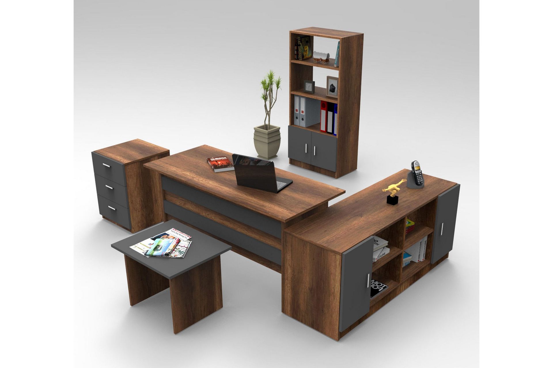 Benich Möbelset Kontor - Teak/Antracit — Chilli