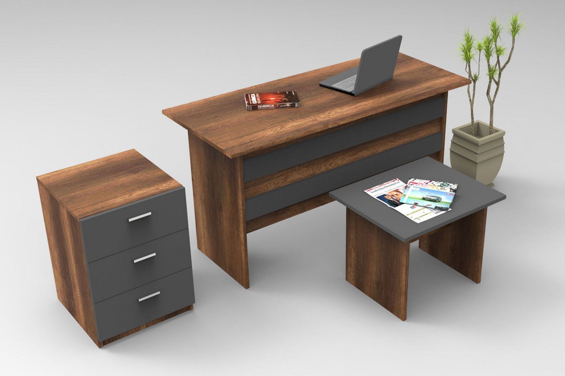 Oitver Möbelset Kontor - Teak/Antracit — Chilli
