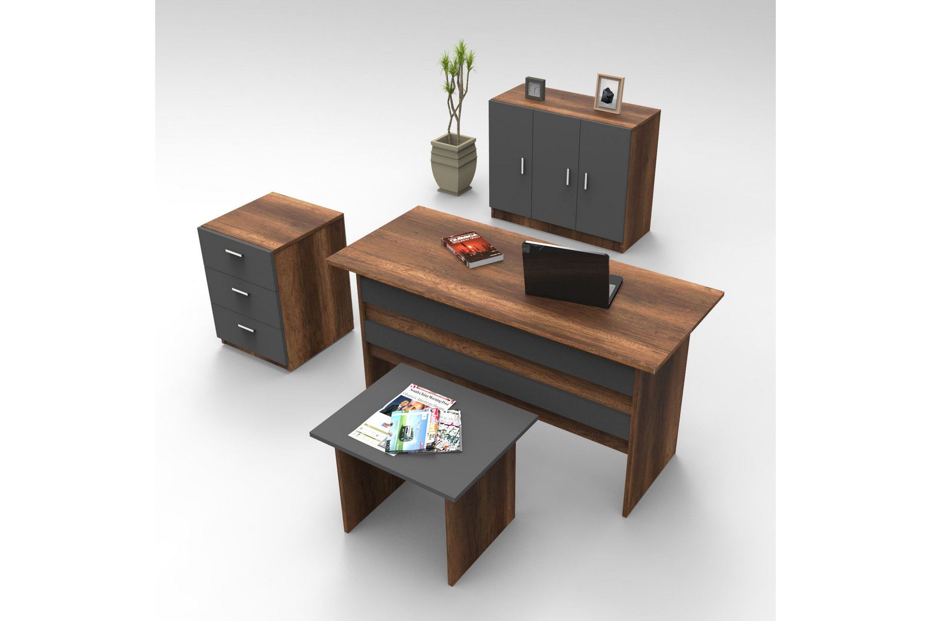 Romala Möbelset Kontor - Teak/Antracit — Chilli