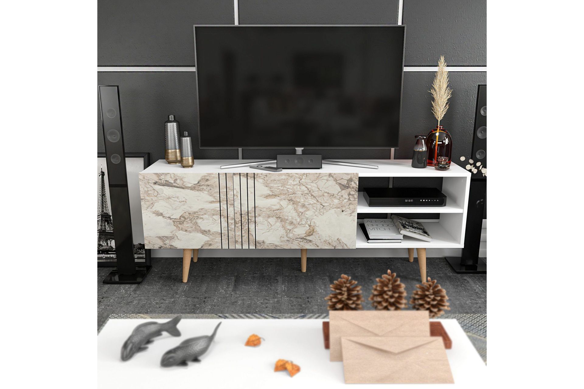 Andifli Tv-bänk 160x38,6 cm - Vit (Art.nr 1667924) — Chilli