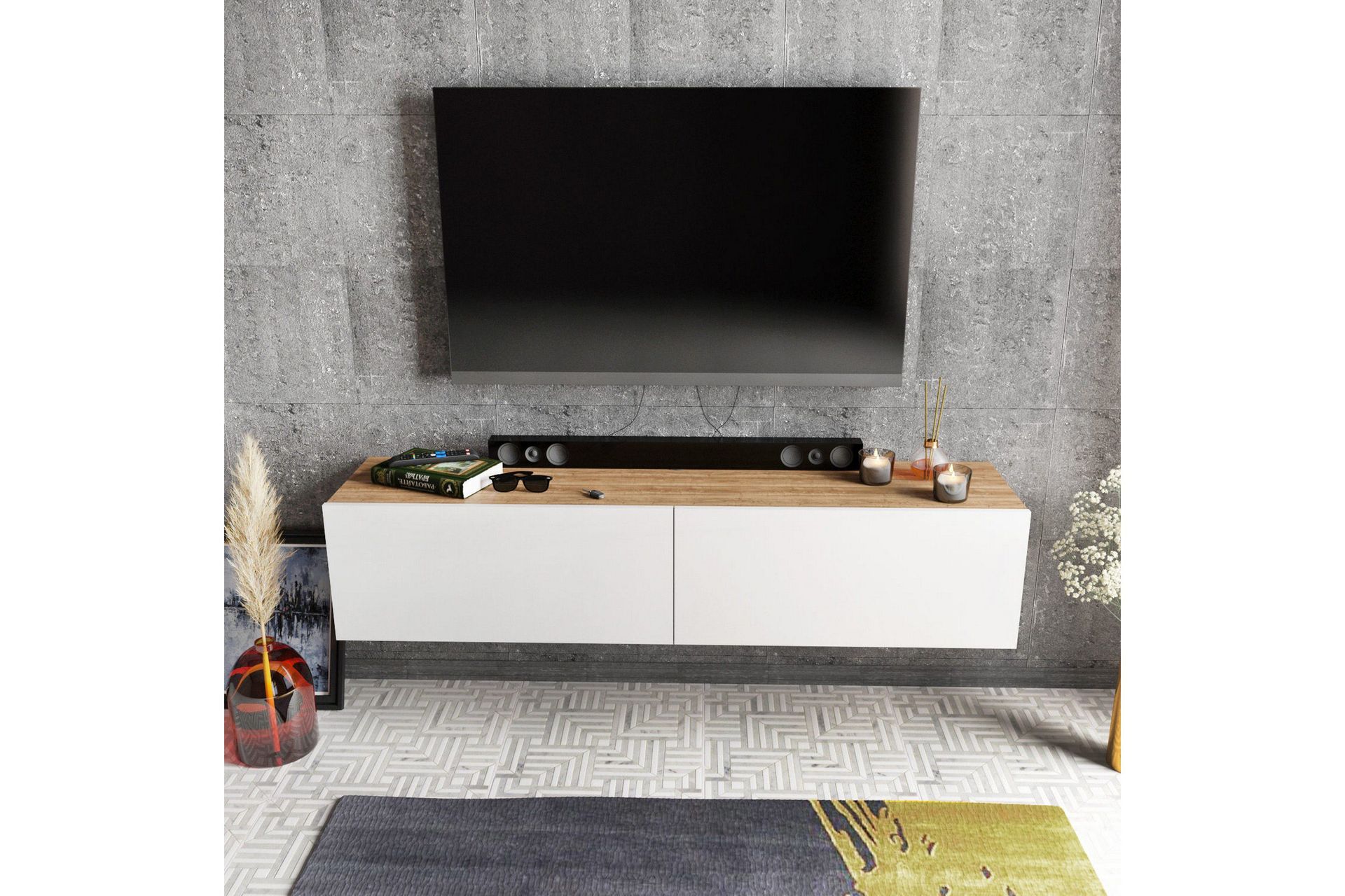 Rinorea Tv-bänk 159,7x34,1 cm - Vit (Art.nr 1668272) — Chilli