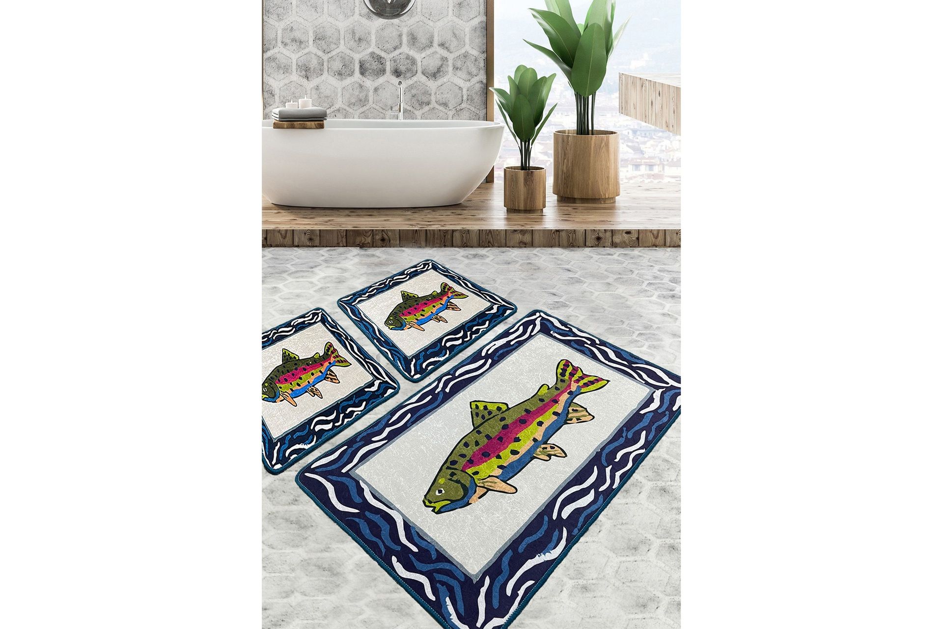 Navi Badrumsmatta 60x100 cm Rektangulär - Flerfärgad — Chilli