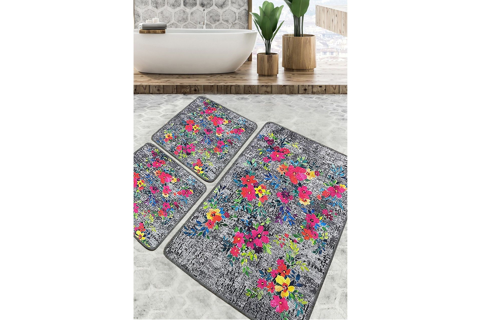 Nika Badrumsmatta 60x100 cm Rektangulär - Flerfärgad — Chilli