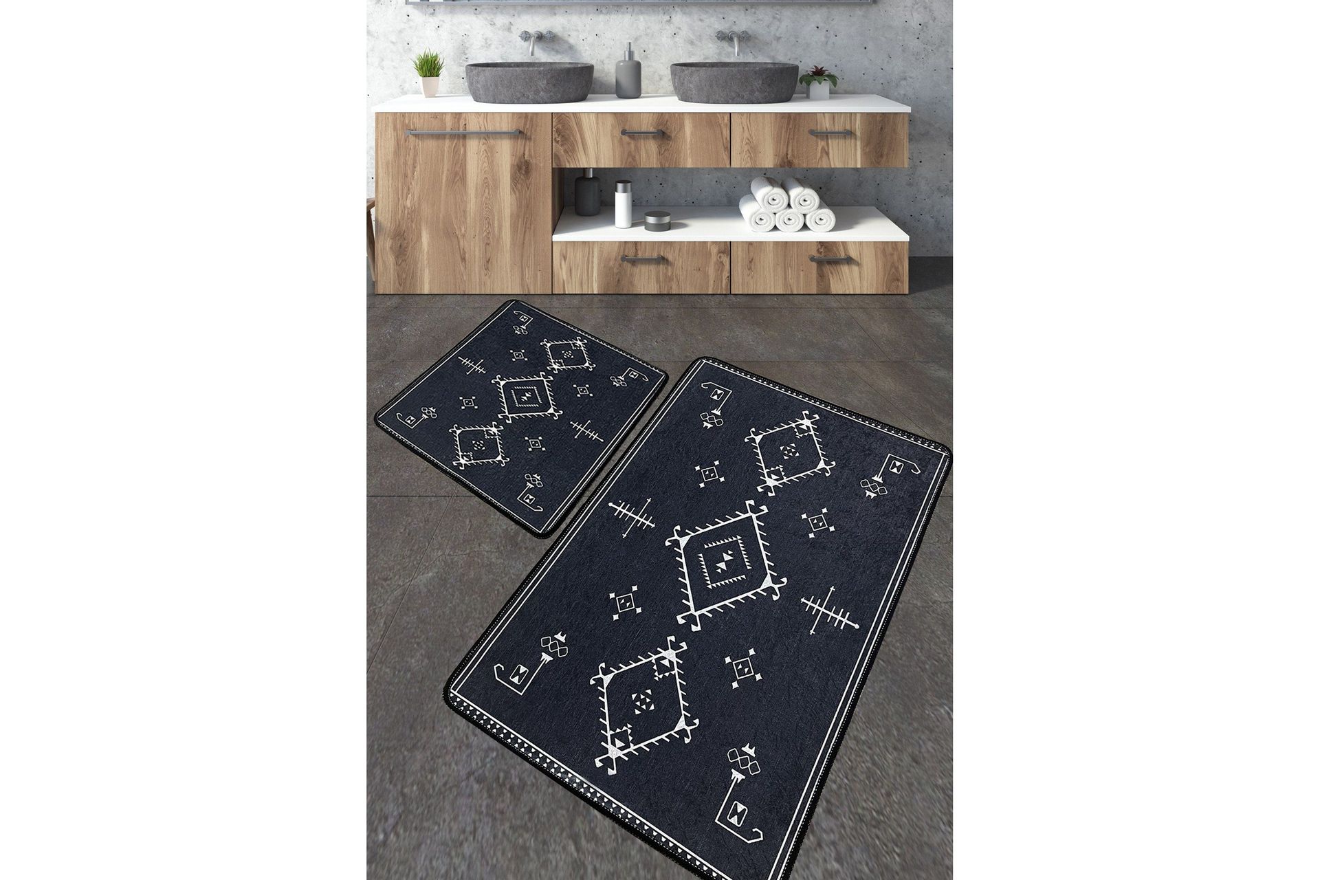 Nikky Badrumsmatta 60x100 cm Rektangulär - Mörkgrå — Chilli