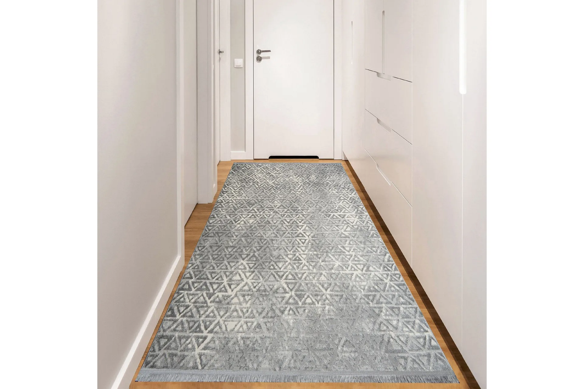 Naveena Gångmatta 100x400 cm Rektangulär - Grå/Creme — Chilli