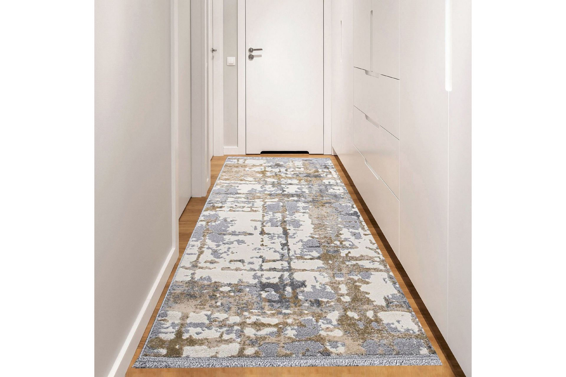 Naveena Gångmatta 120x450 cm Rektangulär - Grå/Beige/Creme — Chilli