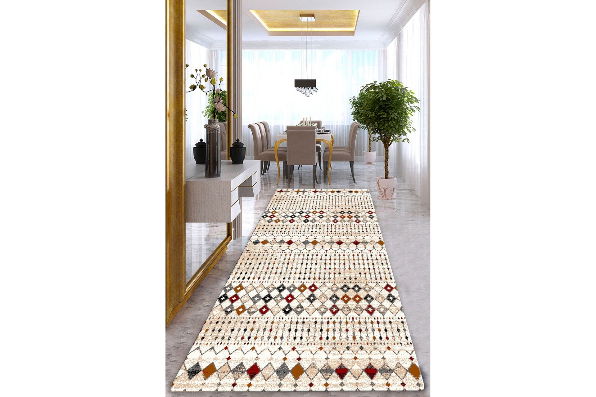 Neelima Gångmatta 80x300 cm Rektangulär - Flerfärgad — Chilli