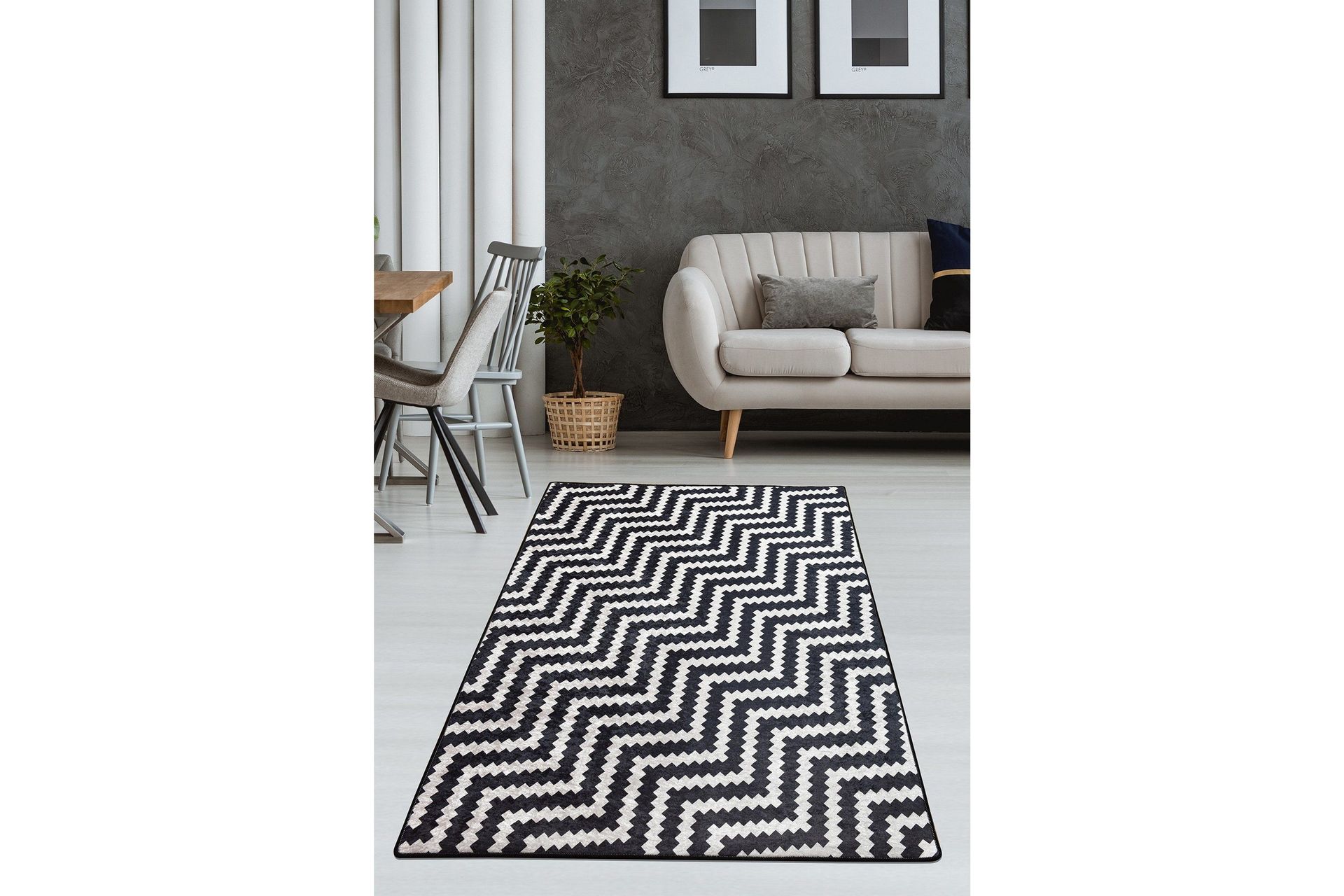 Chilai Matta 100x300 cm - Svart/Vit (Art.nr 1192483) — Chilli