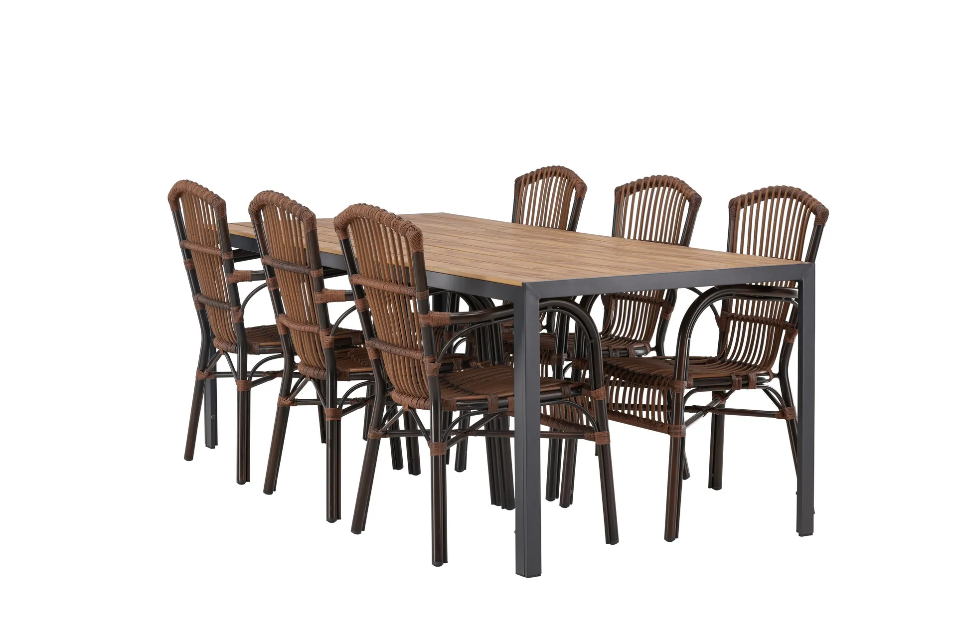 Break Matgrupp 205 cm + 6 st Galera Karmstolar Brun - Brun — Venture Home