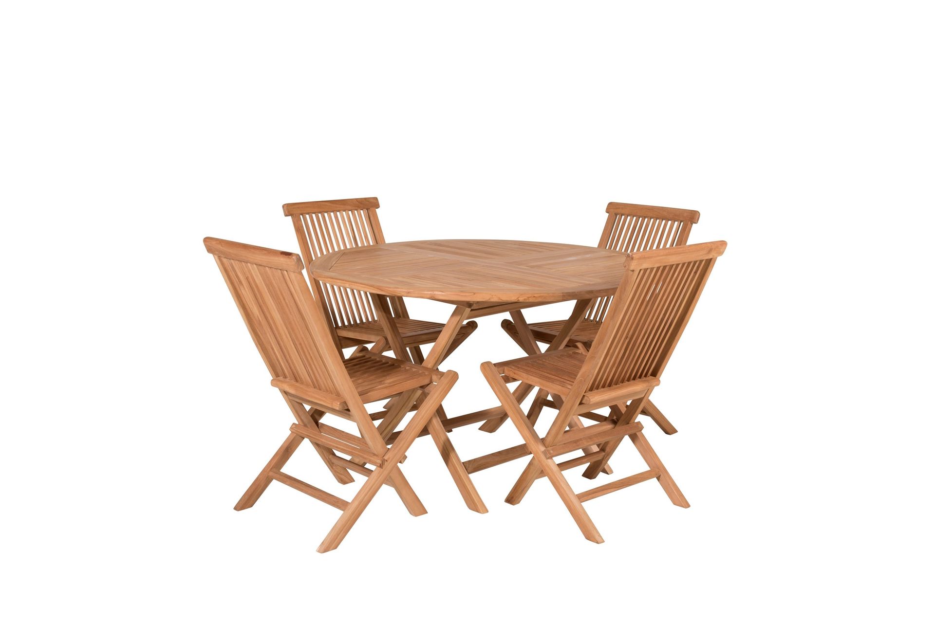 Kenya Matgrupp Utomhus Rund 120 cm + 4 Kenya Hopfällbar Stol - Brun — Venture Home